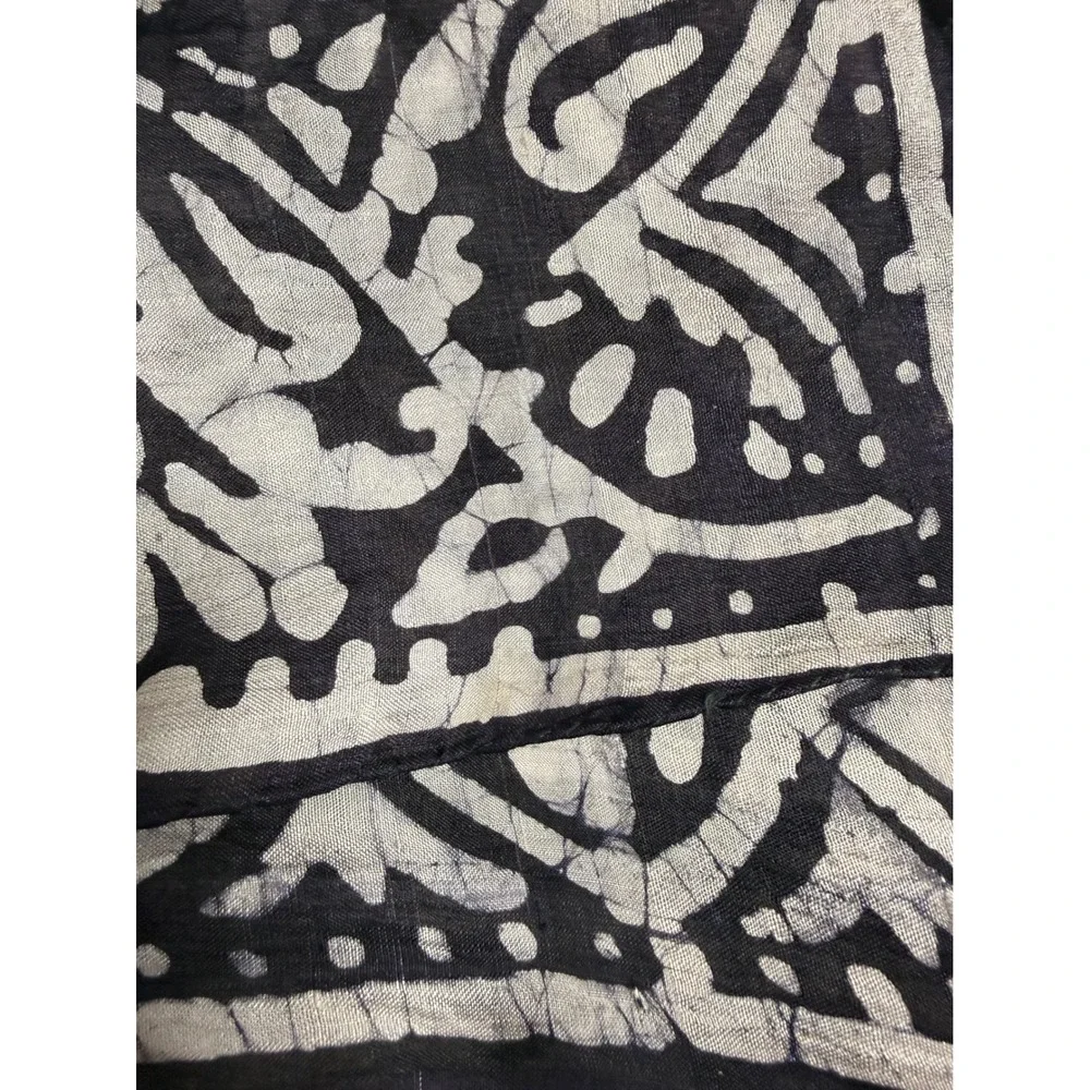Vintage Silk Scarf Black Batik Paisley 30